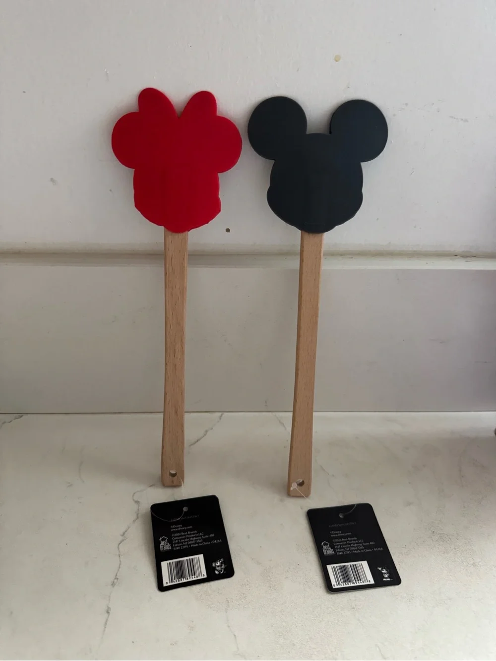 Disney Mickey & Minnie Wooden Handle Silicone Spatulas - Black, Red, White